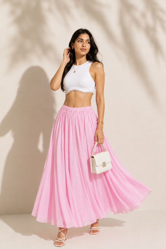 Mulmul Peach Blush Pink Skirt
