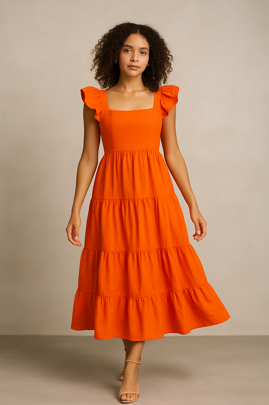 Orange Bloom Maxi Dress