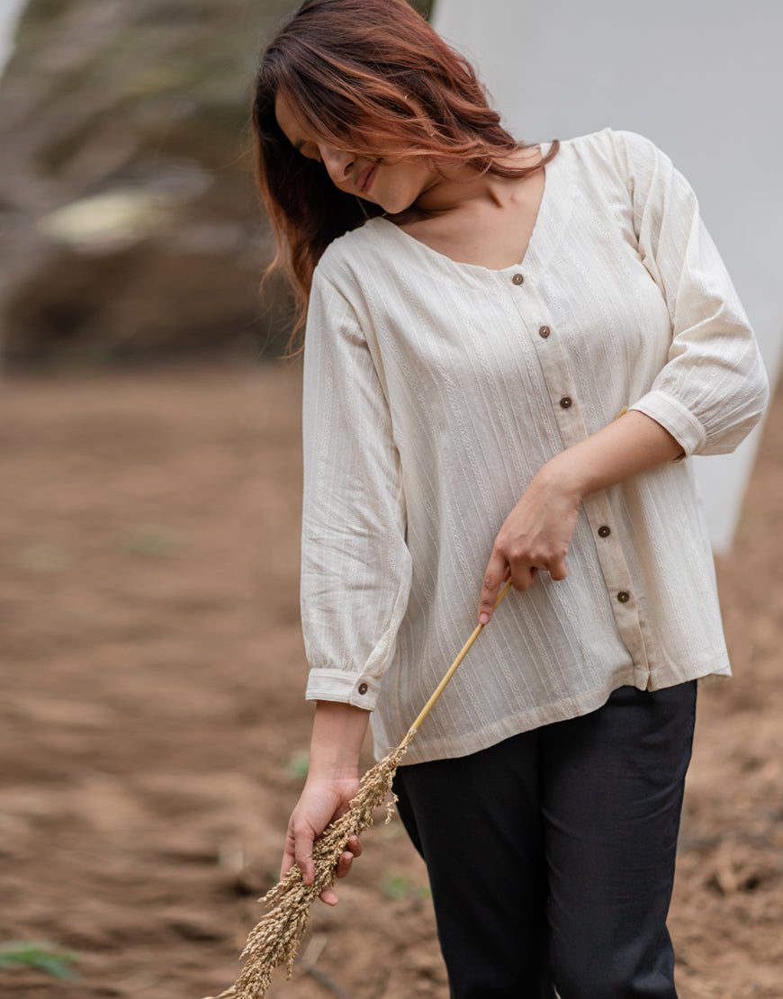 Cream Shirt Top