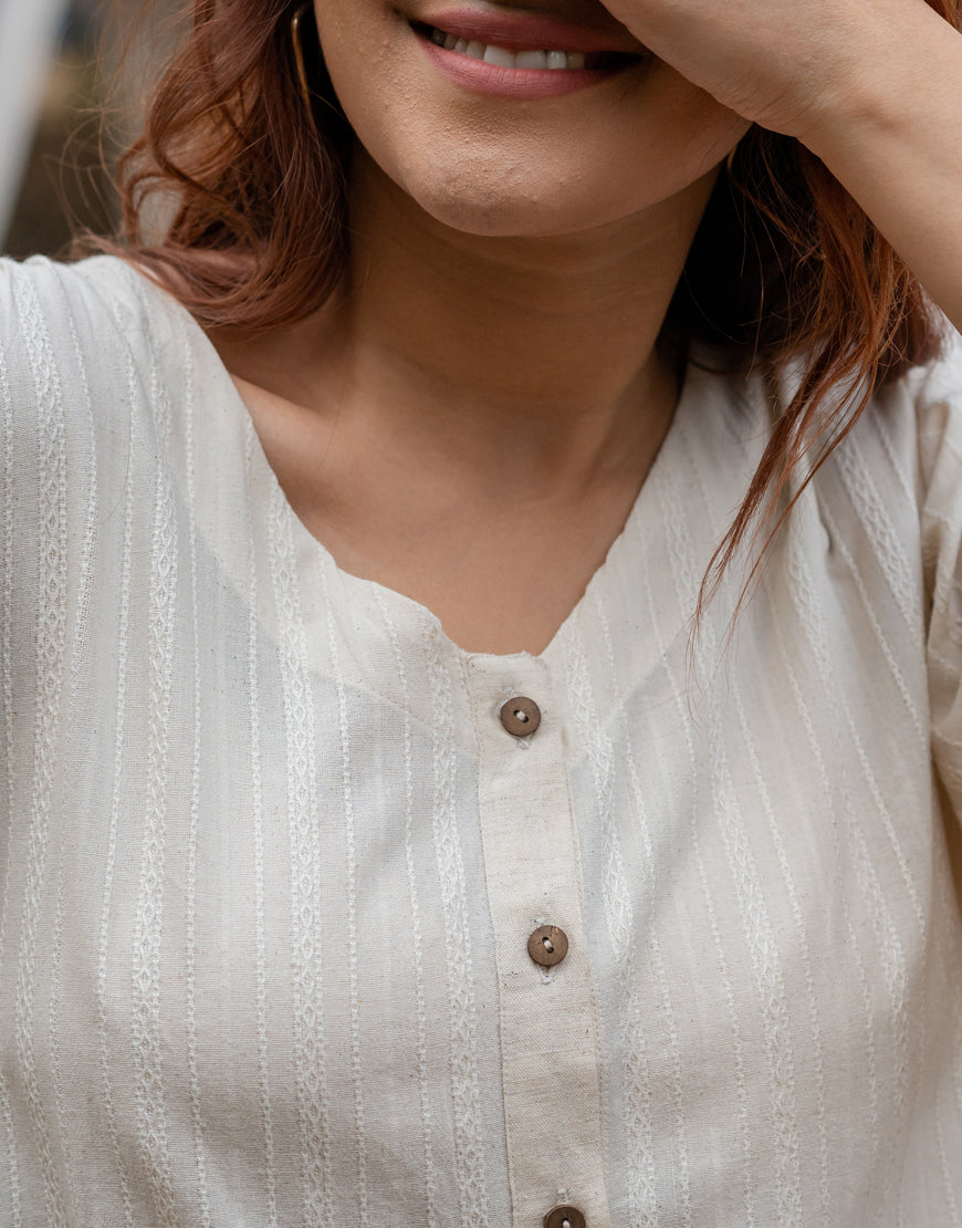 Cream Shirt Top