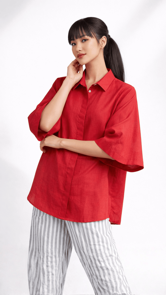 Drop Armhole Red Shirt
