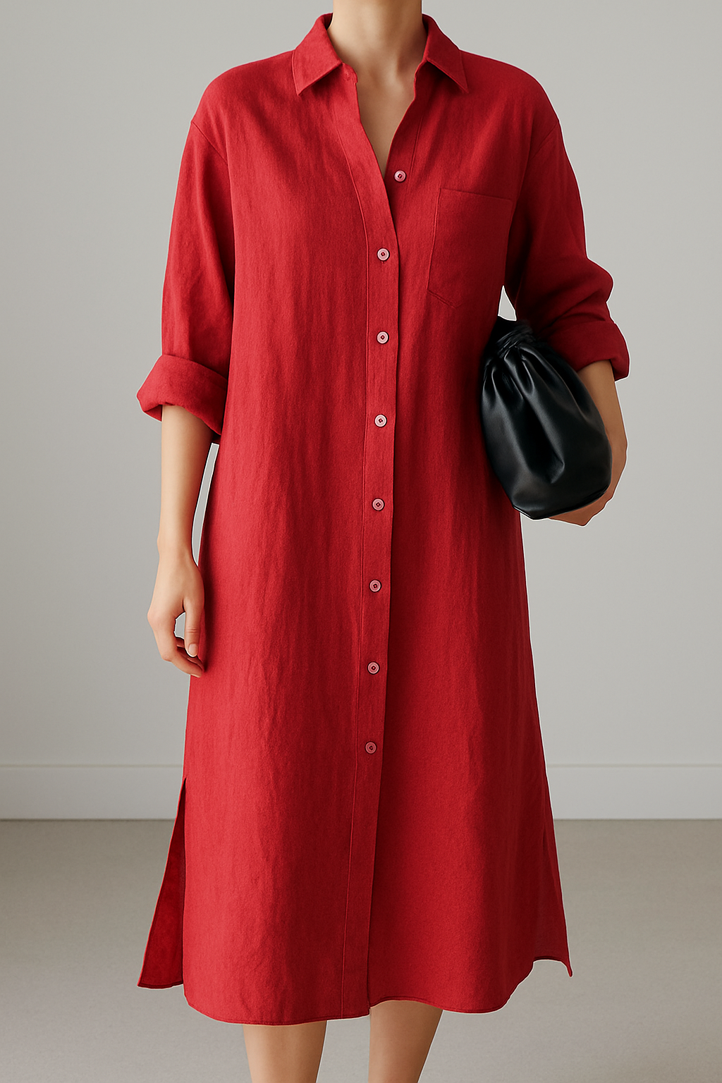 Red Shirt linen Dress