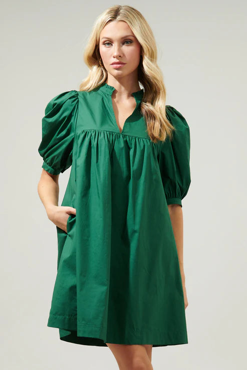 Hunter Green Baby Doll Dress