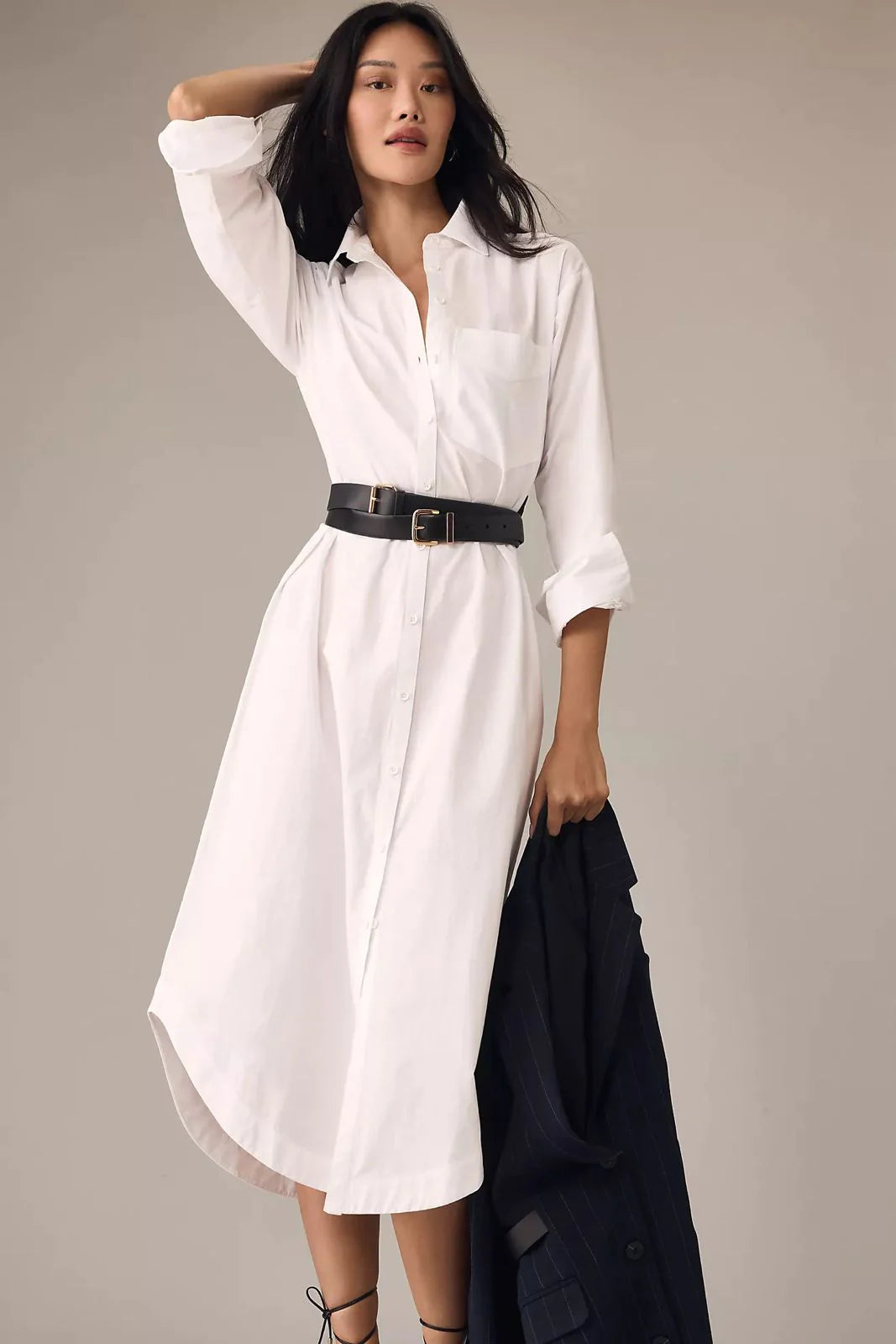 White Long Shirt Dress