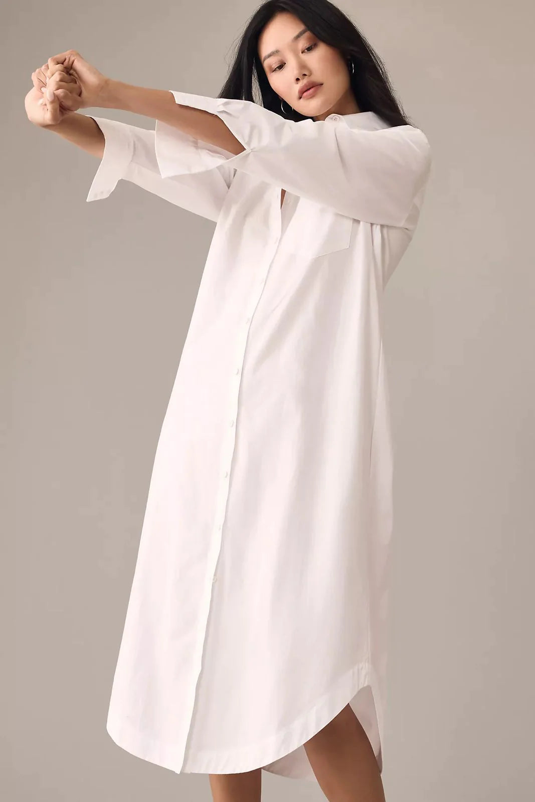 White Long Shirt Dress