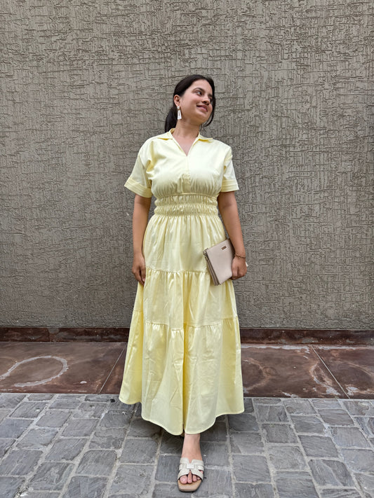 Butter Yellow Elastic Maxi