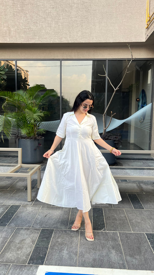 Ivory Button Maxi Dress