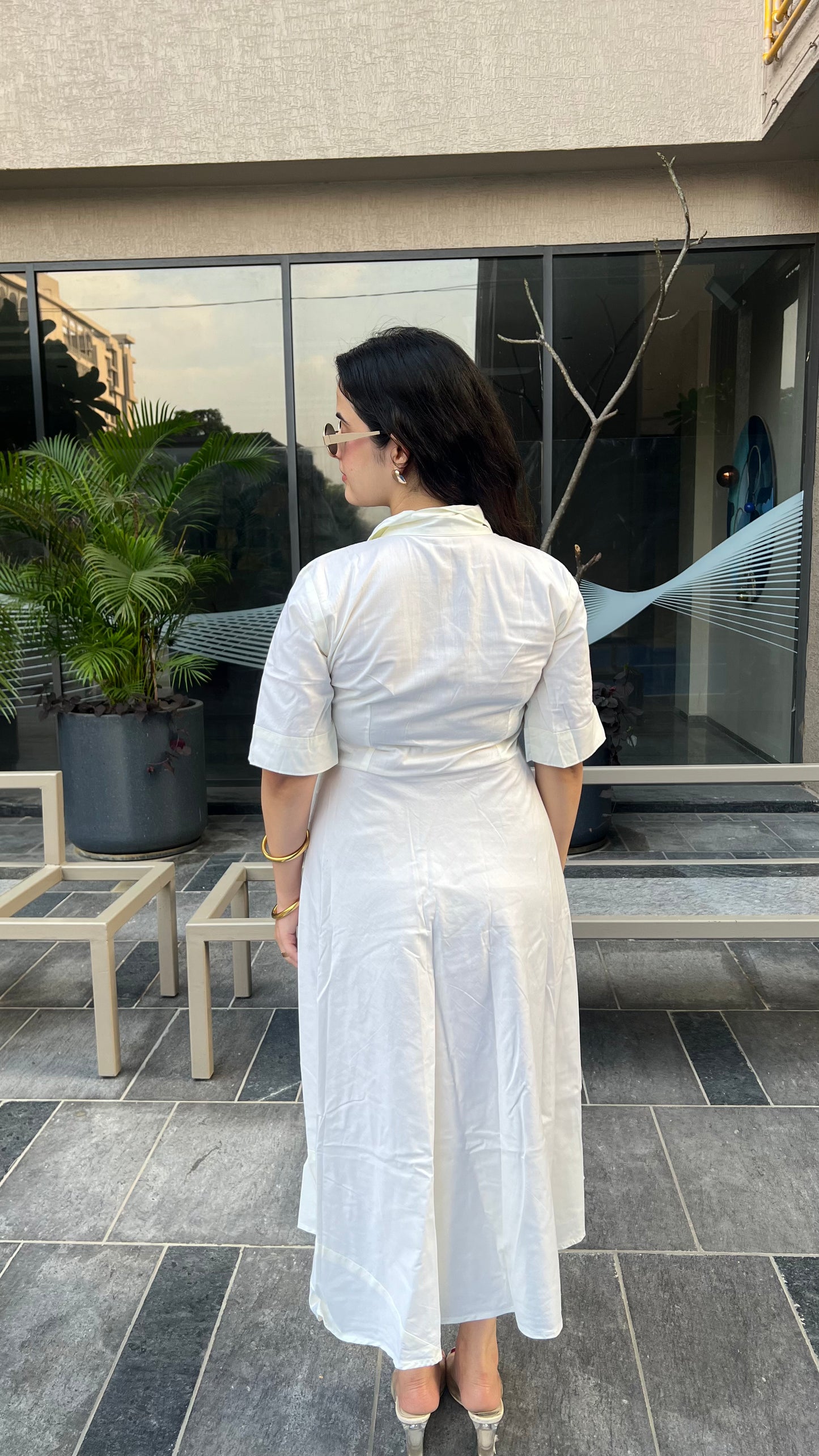 Ivory Button Maxi Dress