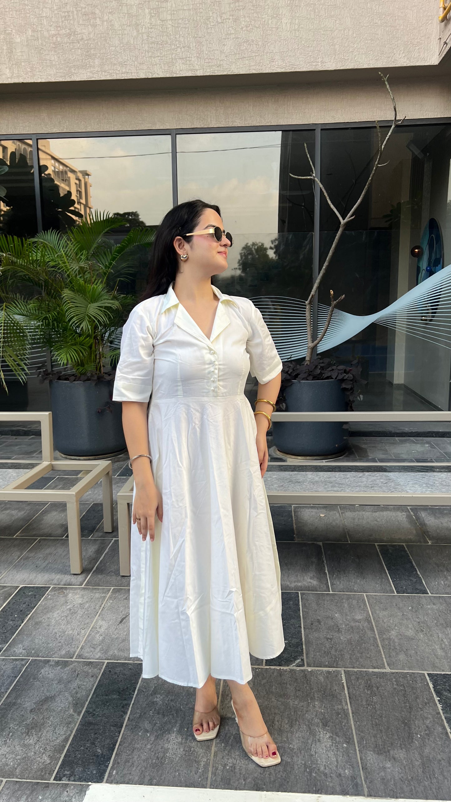 Ivory Button Maxi Dress