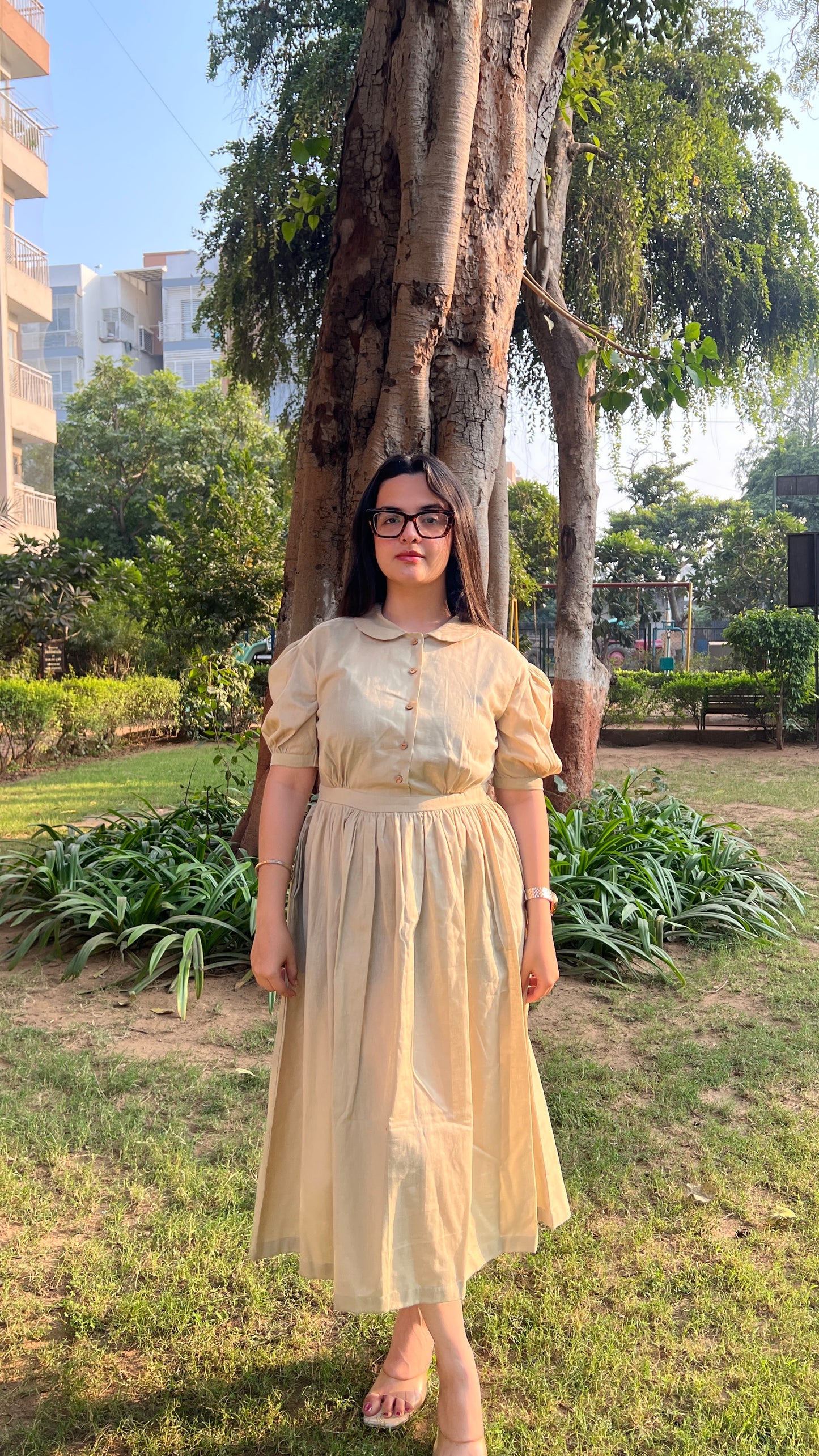 Vintage Beige Maxi Dress