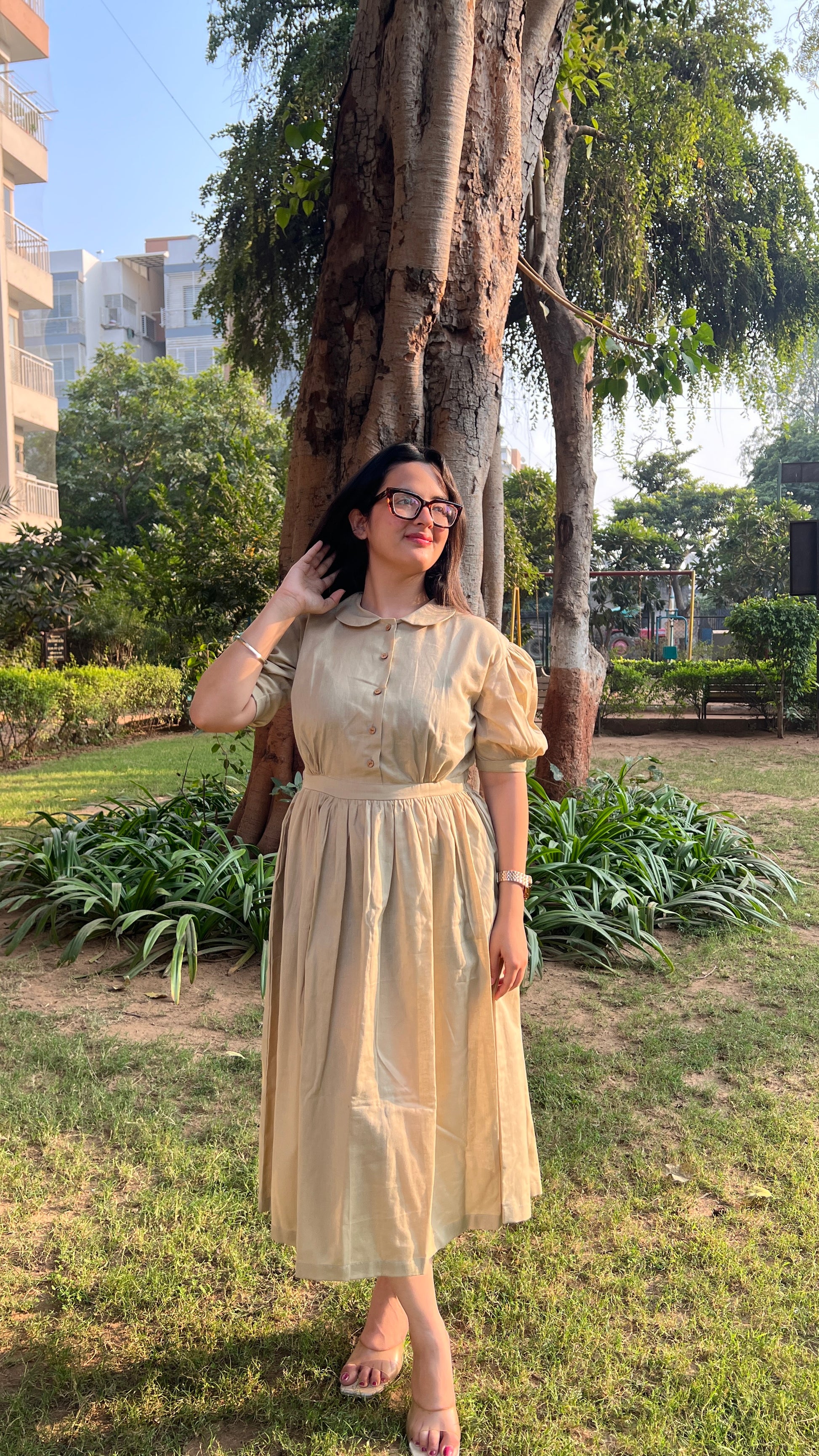 Vintage Beige Maxi Dress – HOUSE OF SHAILJA