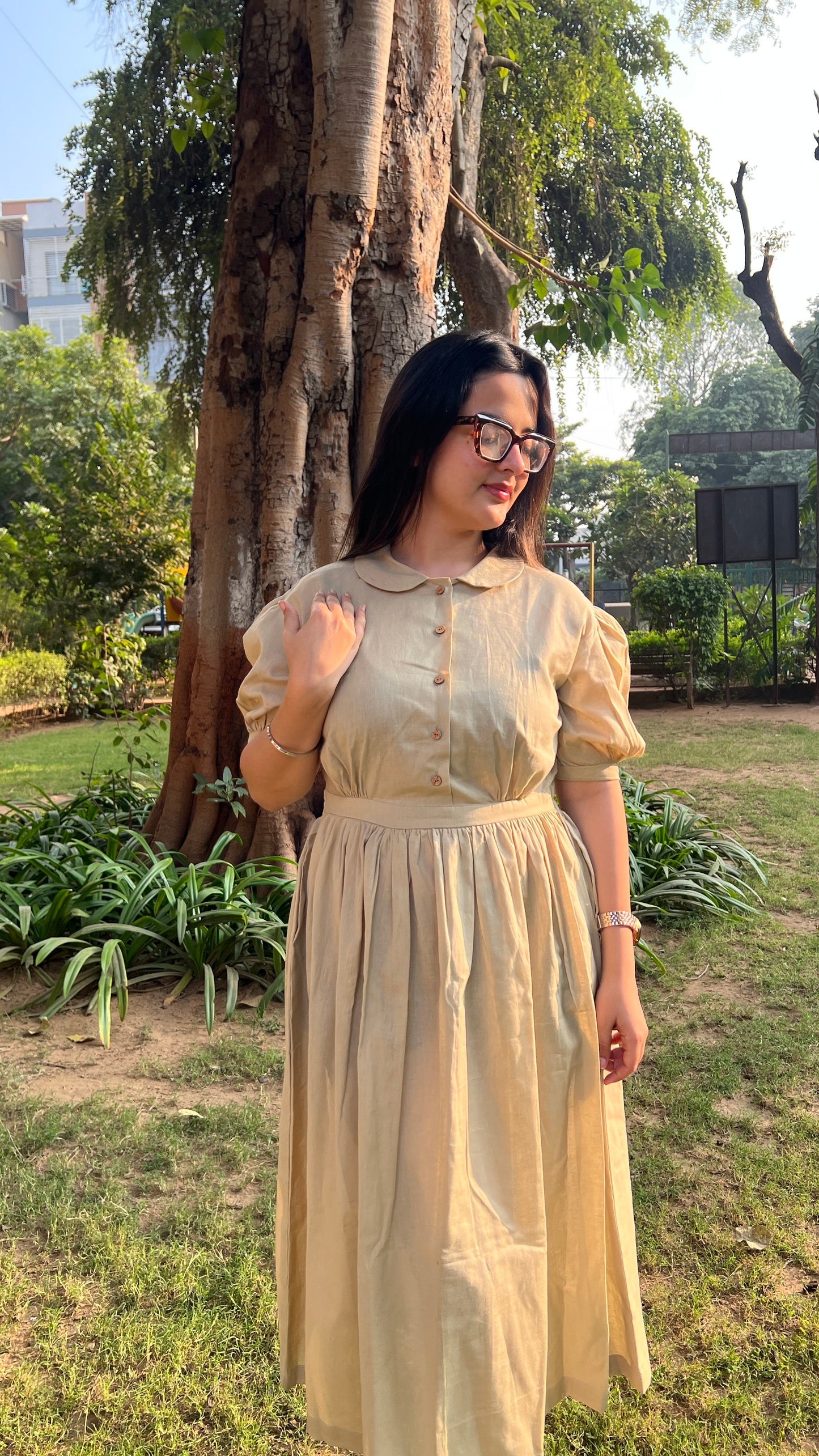 Vintage Beige Maxi Dress