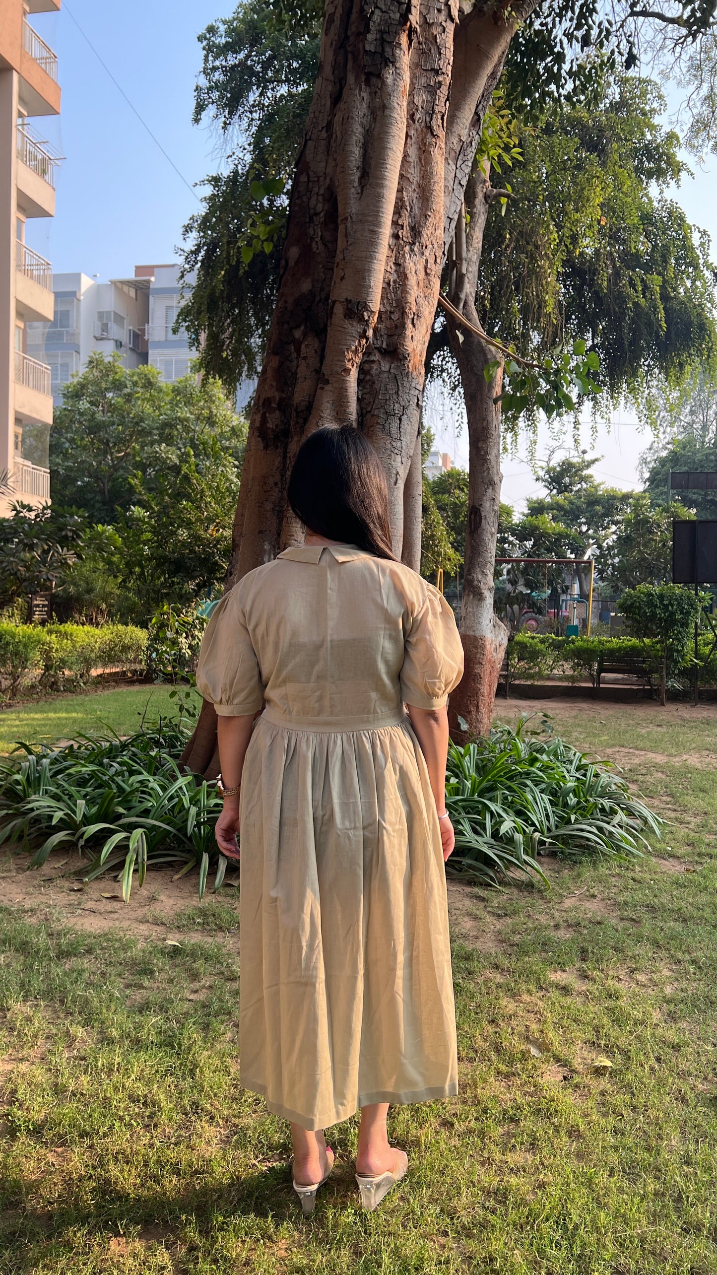 Vintage Beige Maxi Dress