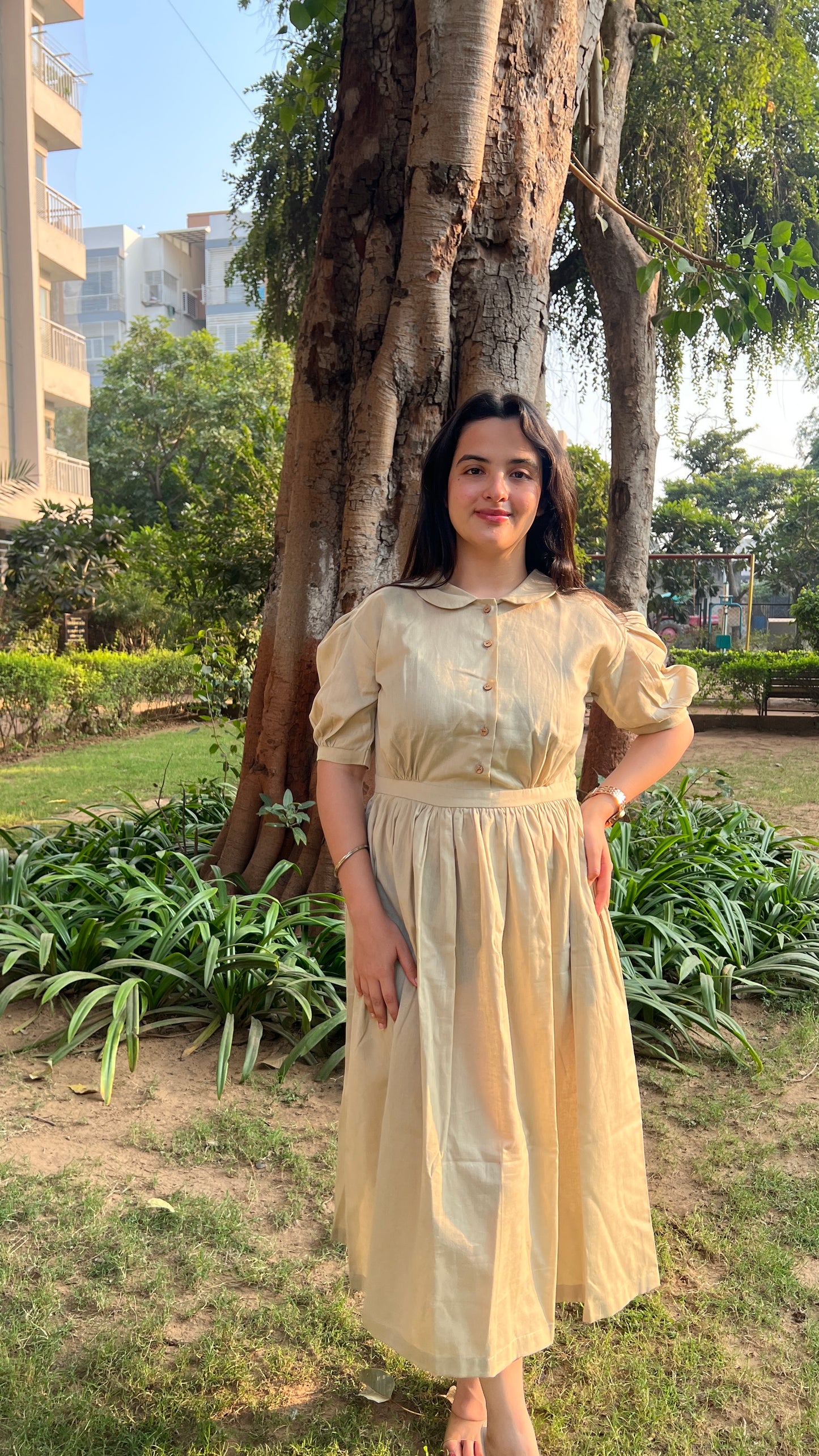 Vintage Beige Maxi Dress