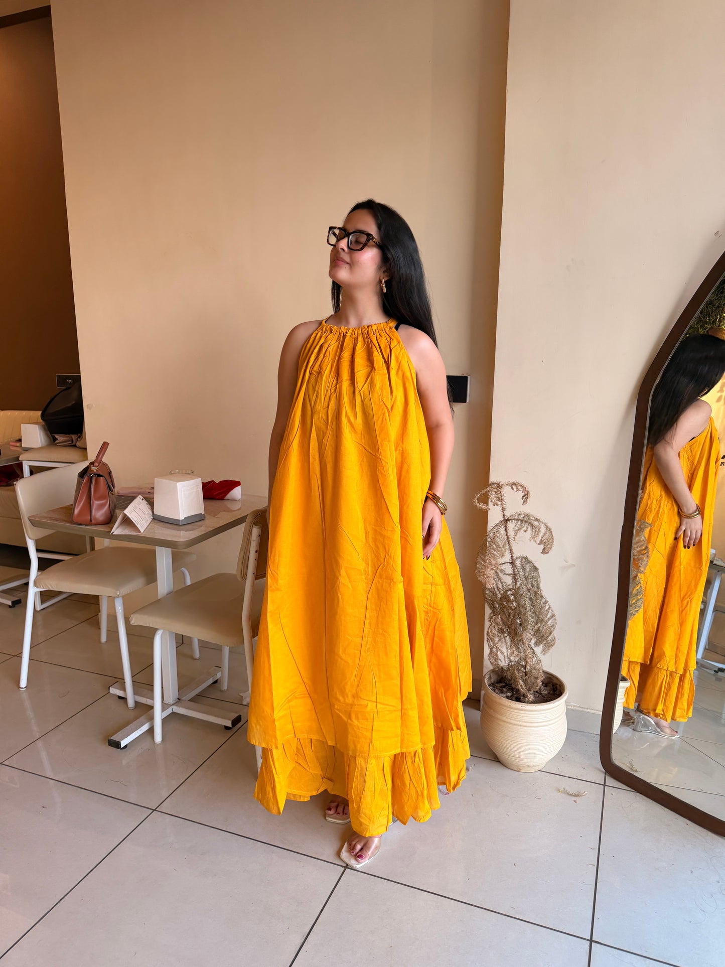 Mulmul Mustard Blooming Dress