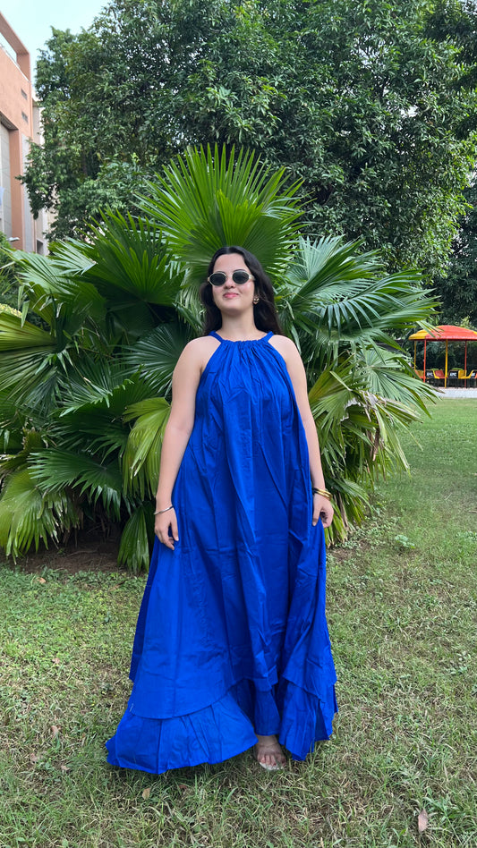 Mulmul Royal Blue Blooming Dress