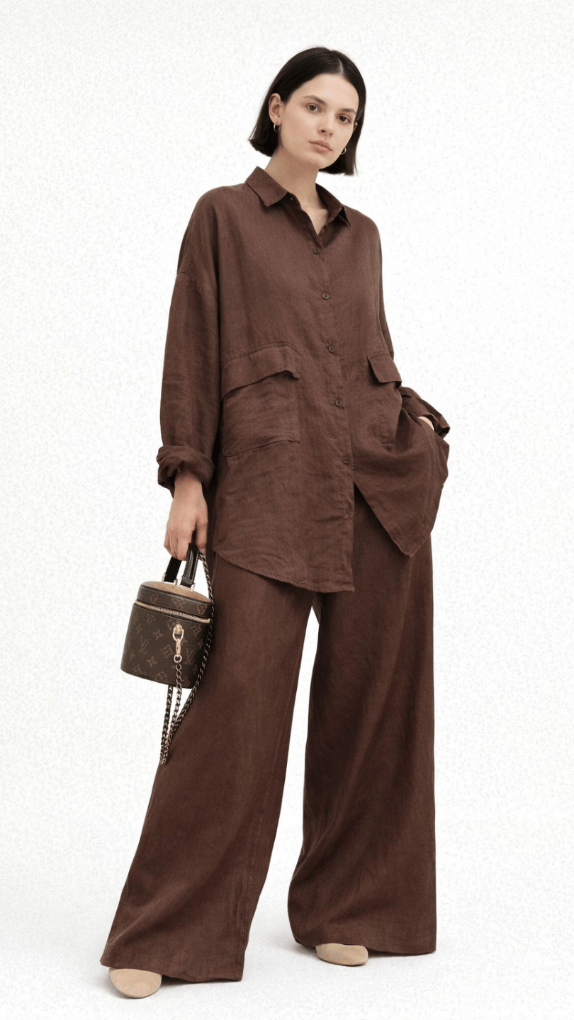 Mocha Brown Linen Oversize C0-ORD SET