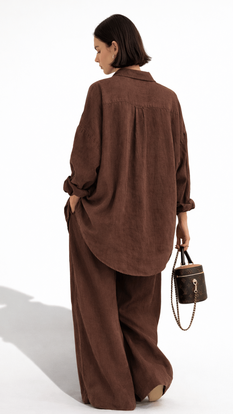 Mocha Brown Linen Oversize C0-ORD SET