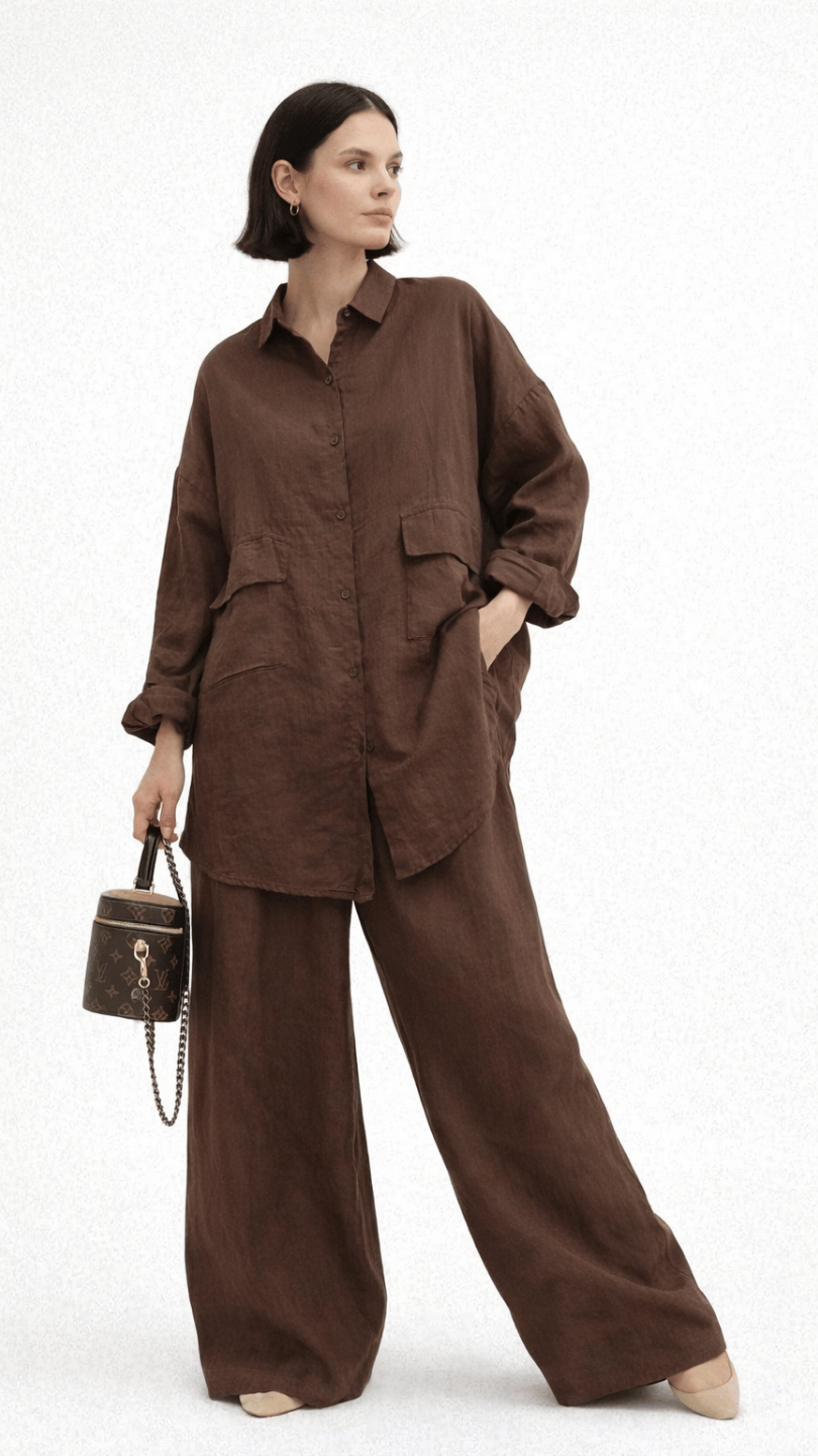 Mocha Brown Linen Oversize C0-ORD SET