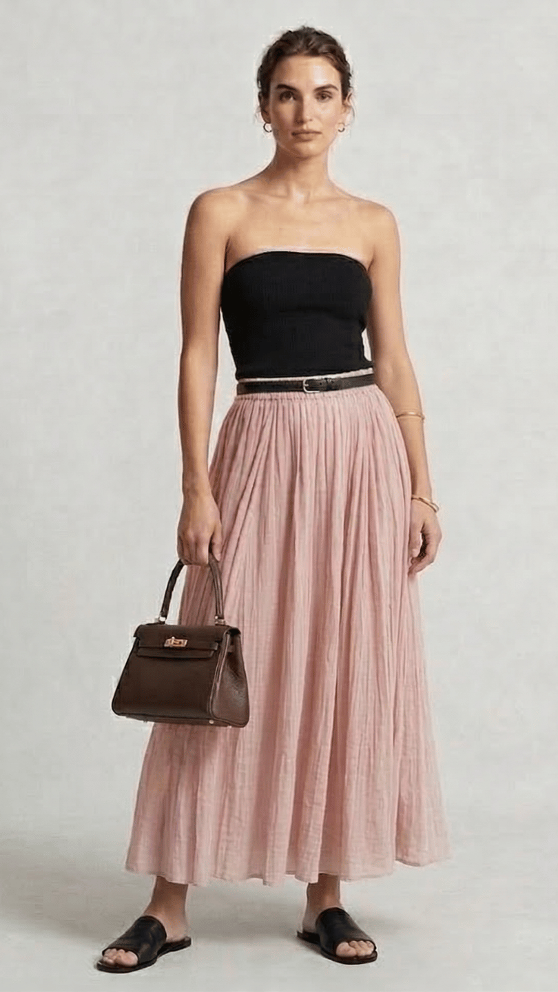 Mulmul Peach Blush Pink Skirt