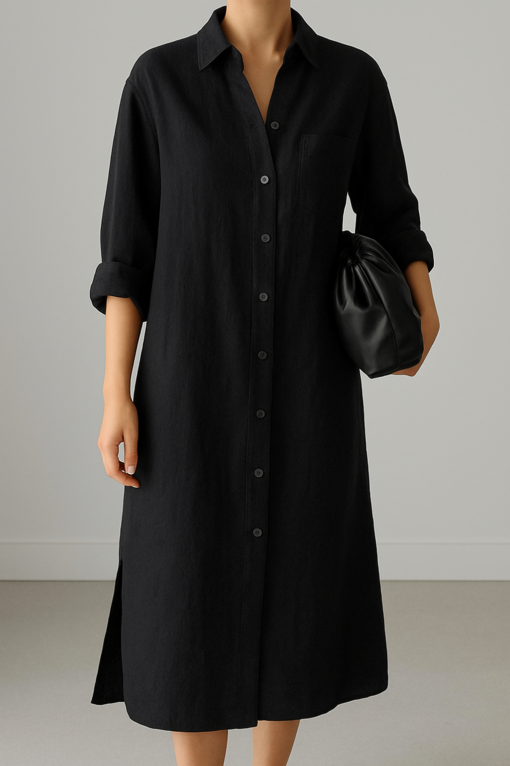 Black Shirt linen Dress