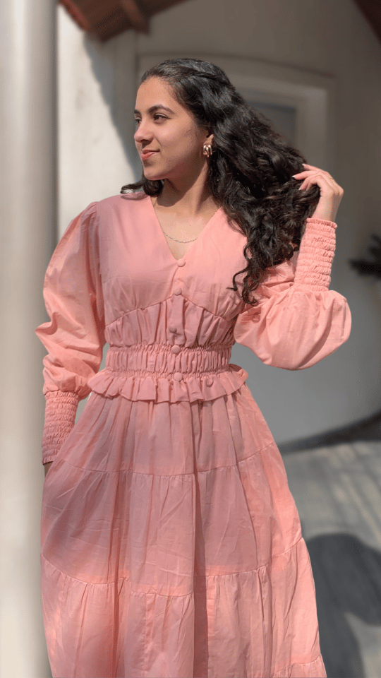 MulMul Peach Tiered Dress