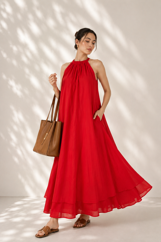 Mulmul Blooming Red Maxi Dress