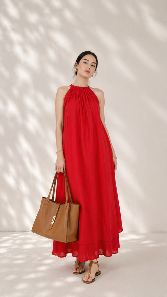 Mulmul Blooming Red Maxi Dress