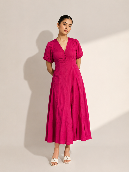Mulmul Pink Button Maxi