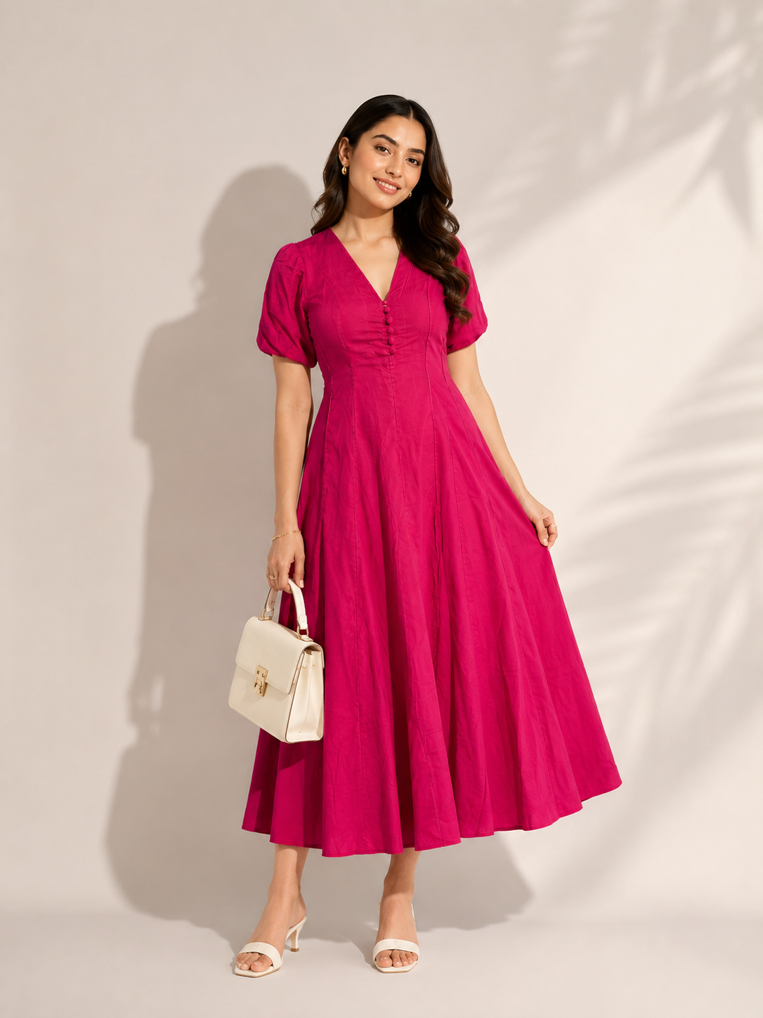 Mulmul Pink Button Maxi