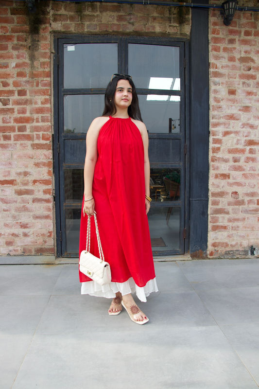 Rosy Pink Dual Color Blooming Maxi Dress