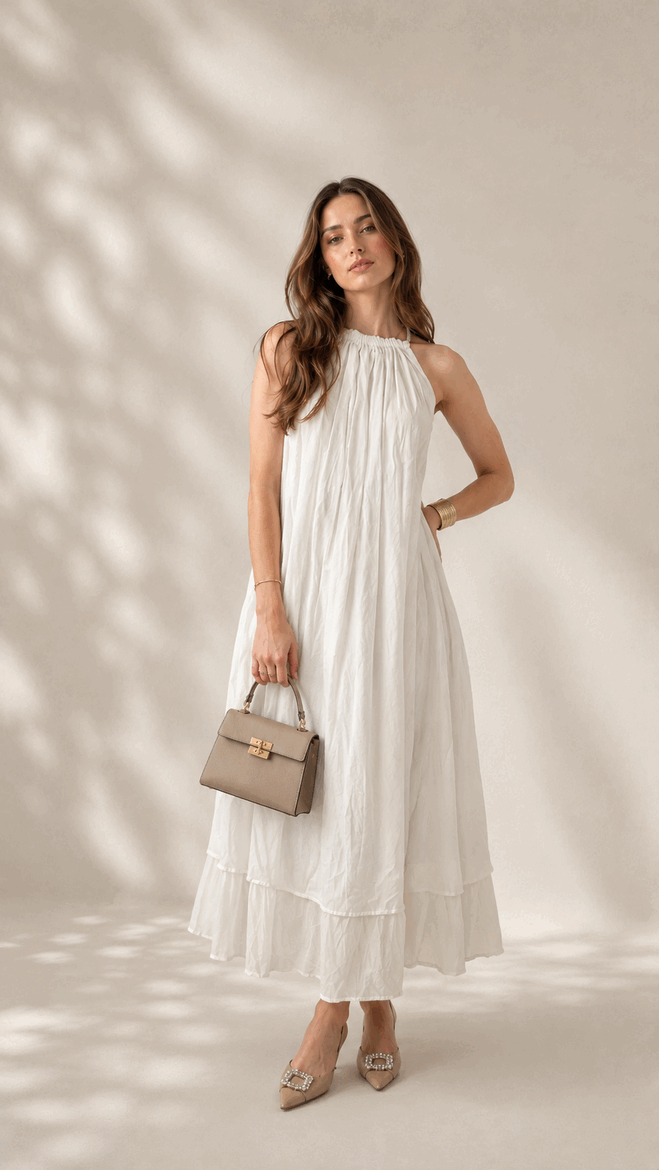 Mulmul White Blooming Dress