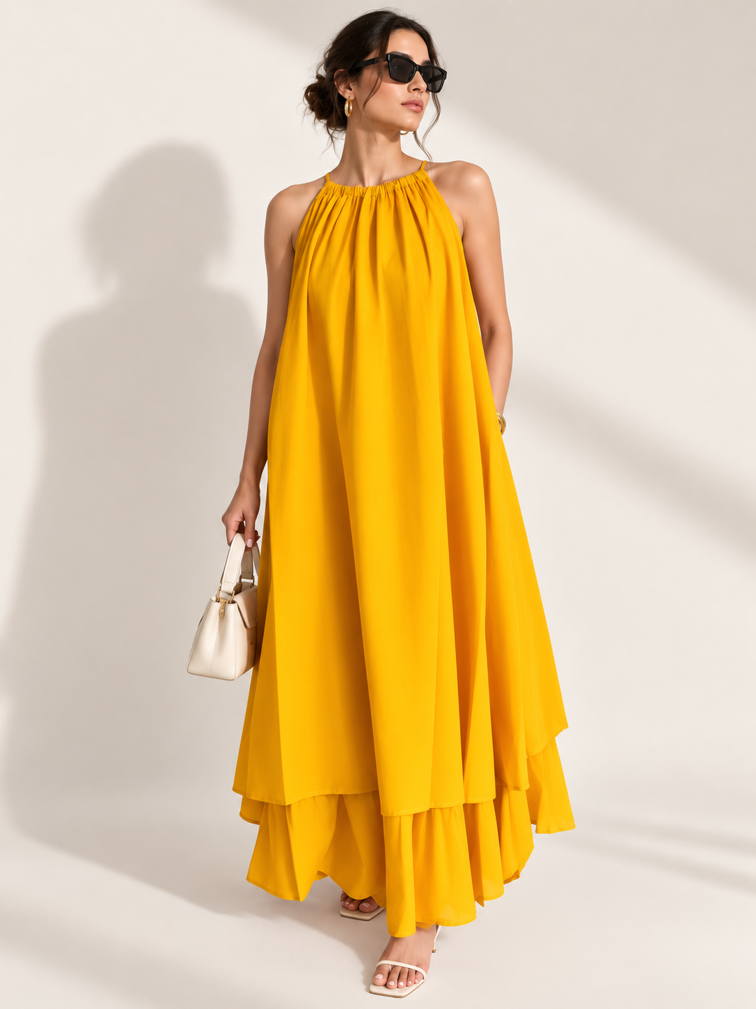 Mulmul Mustard Blooming Dress