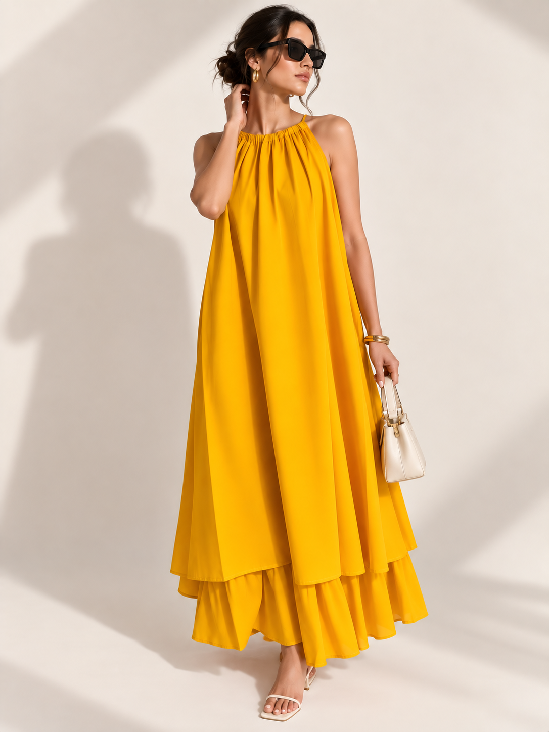 Mulmul Mustard Blooming Dress