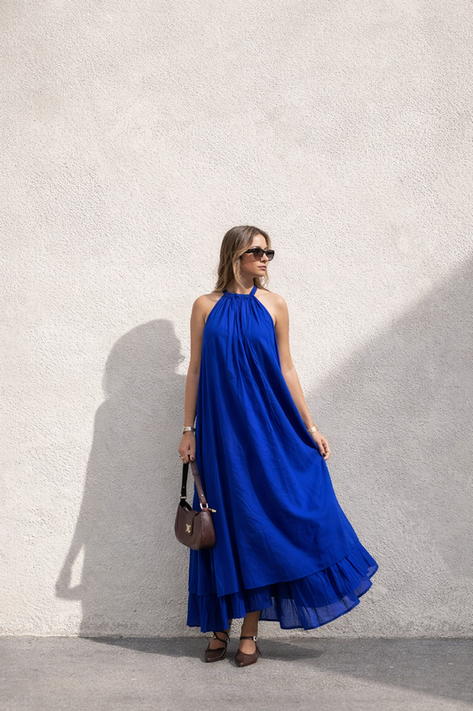 Mulmul Royal Blue Blooming Dress