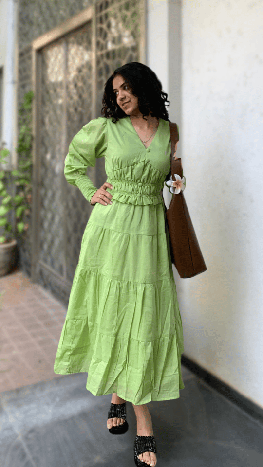 MulMul Green Tiered Dress