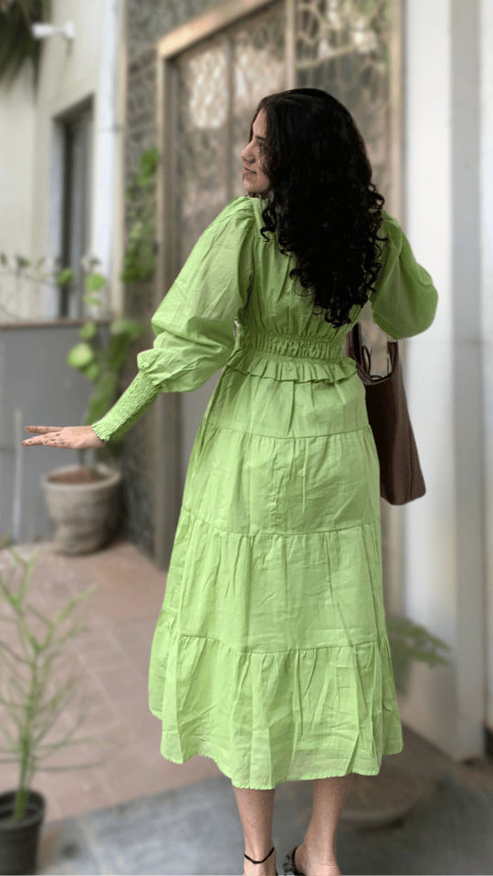 MulMul Green Tiered Dress