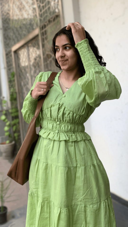 MulMul Green Tiered Dress