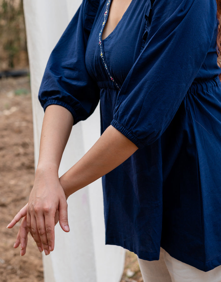 Navy Blue Peplum Top