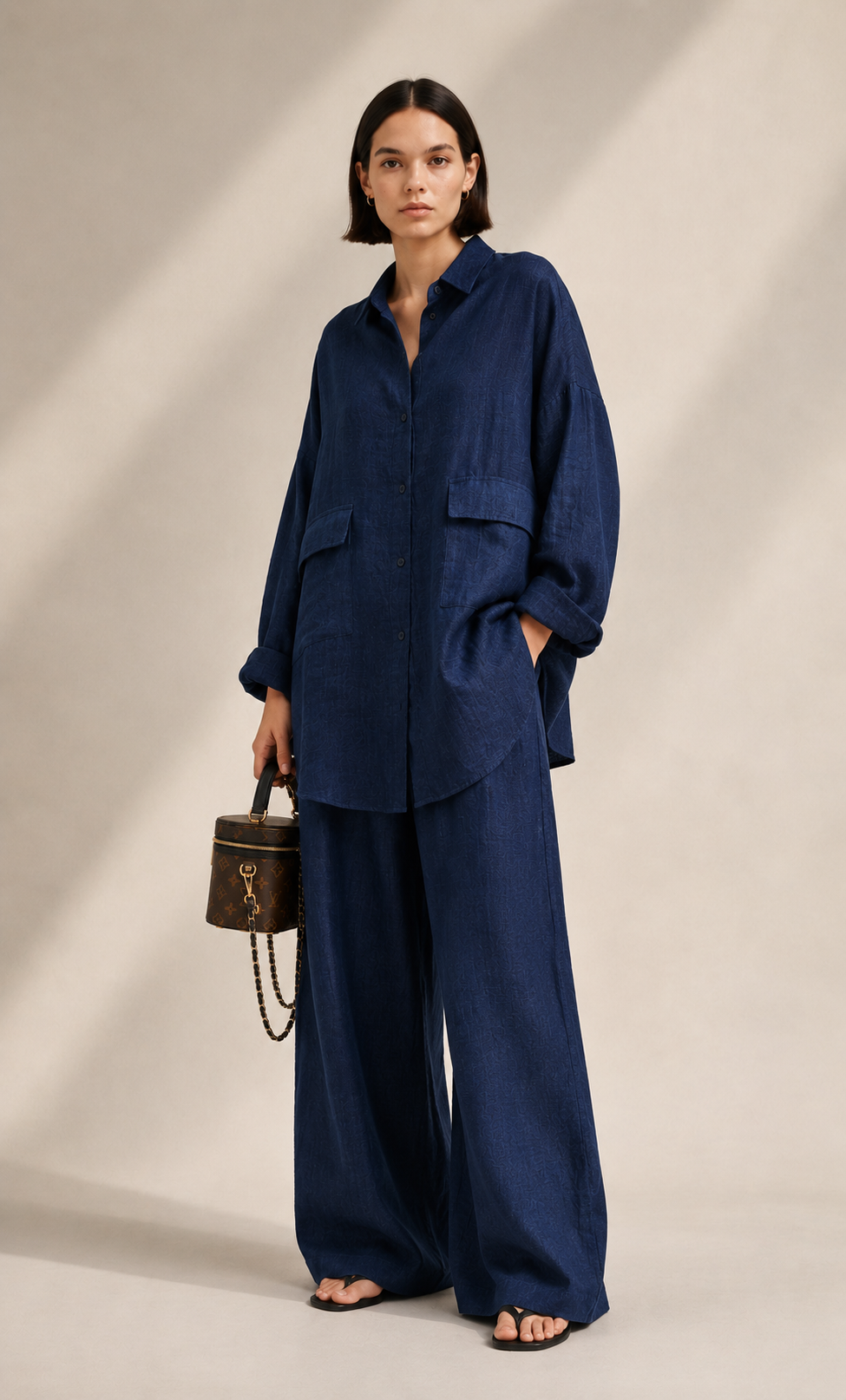 Navy Linen Oversize C0-ORD SET