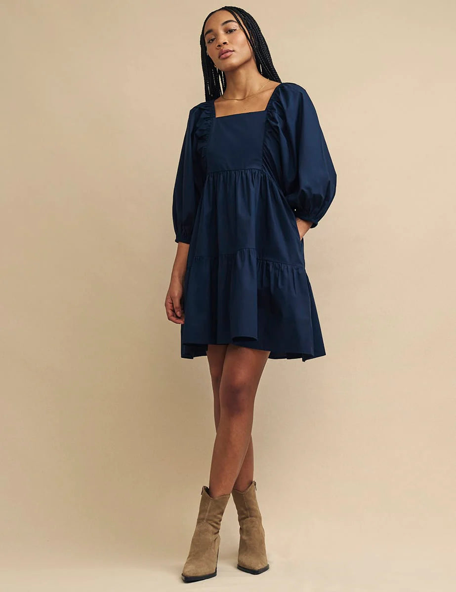 Navy Ruby Mini Smock Dress