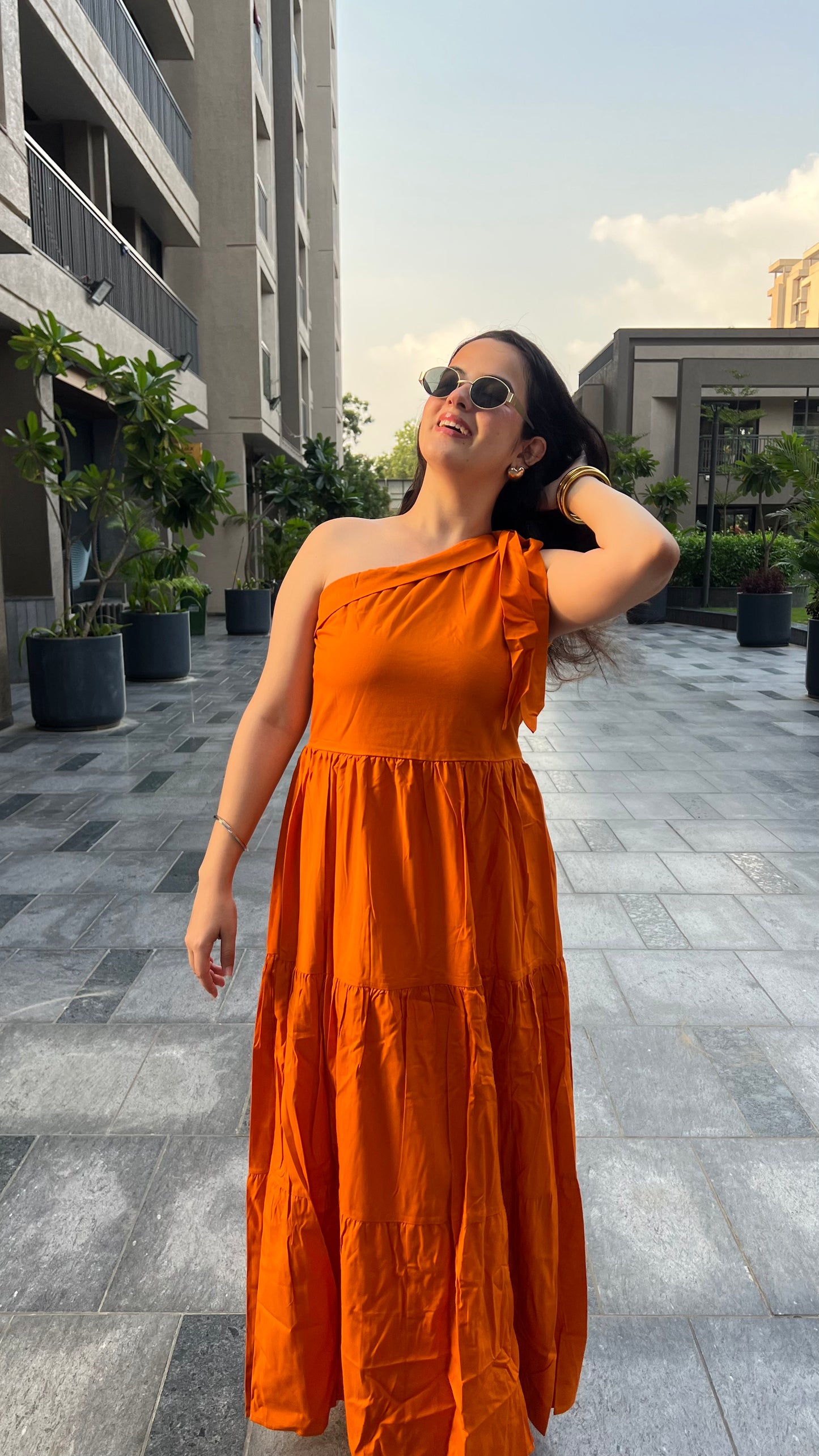 Orange Candy One Shoulder Maxi Dress