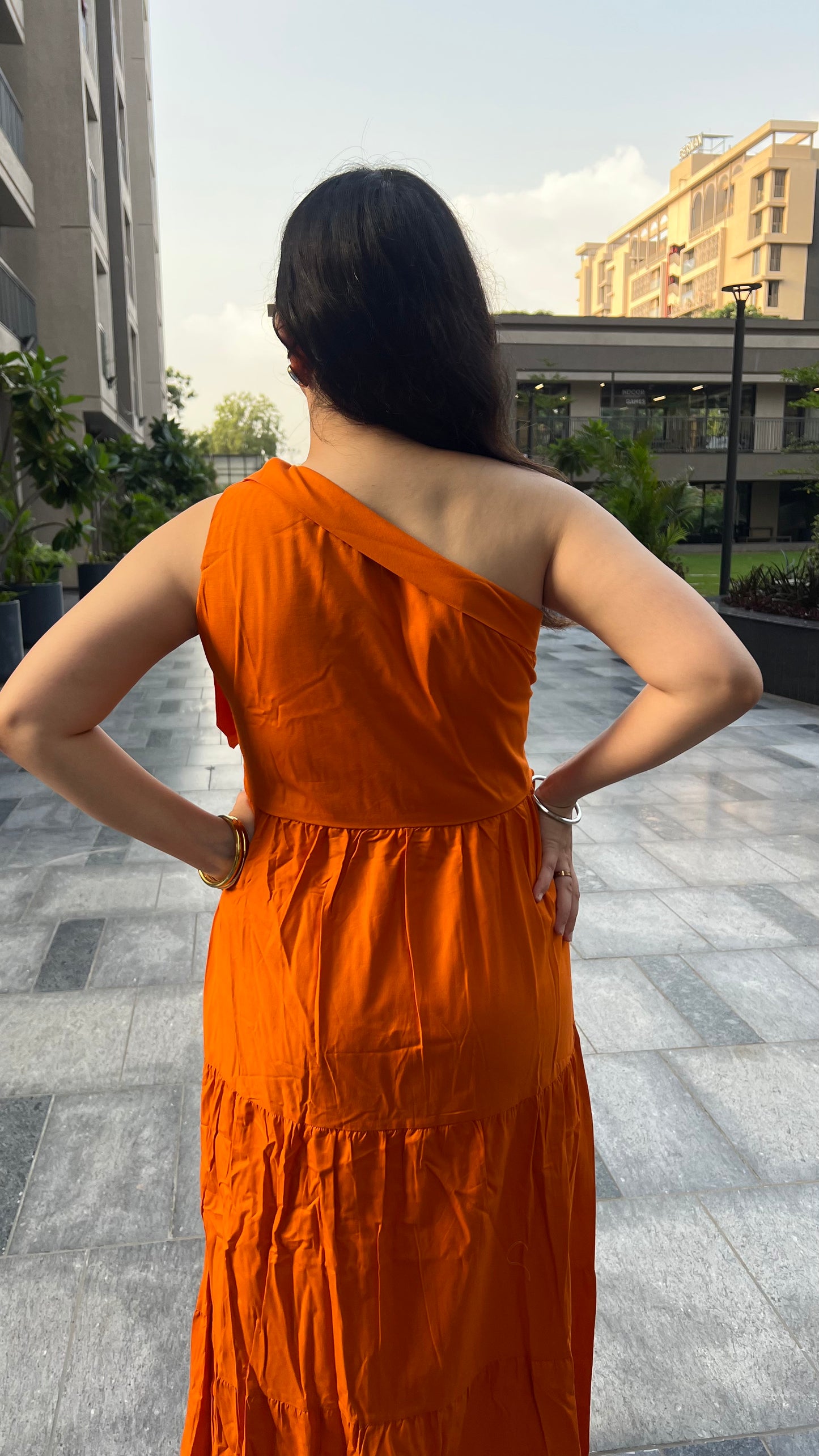Orange Candy One Shoulder Maxi Dress