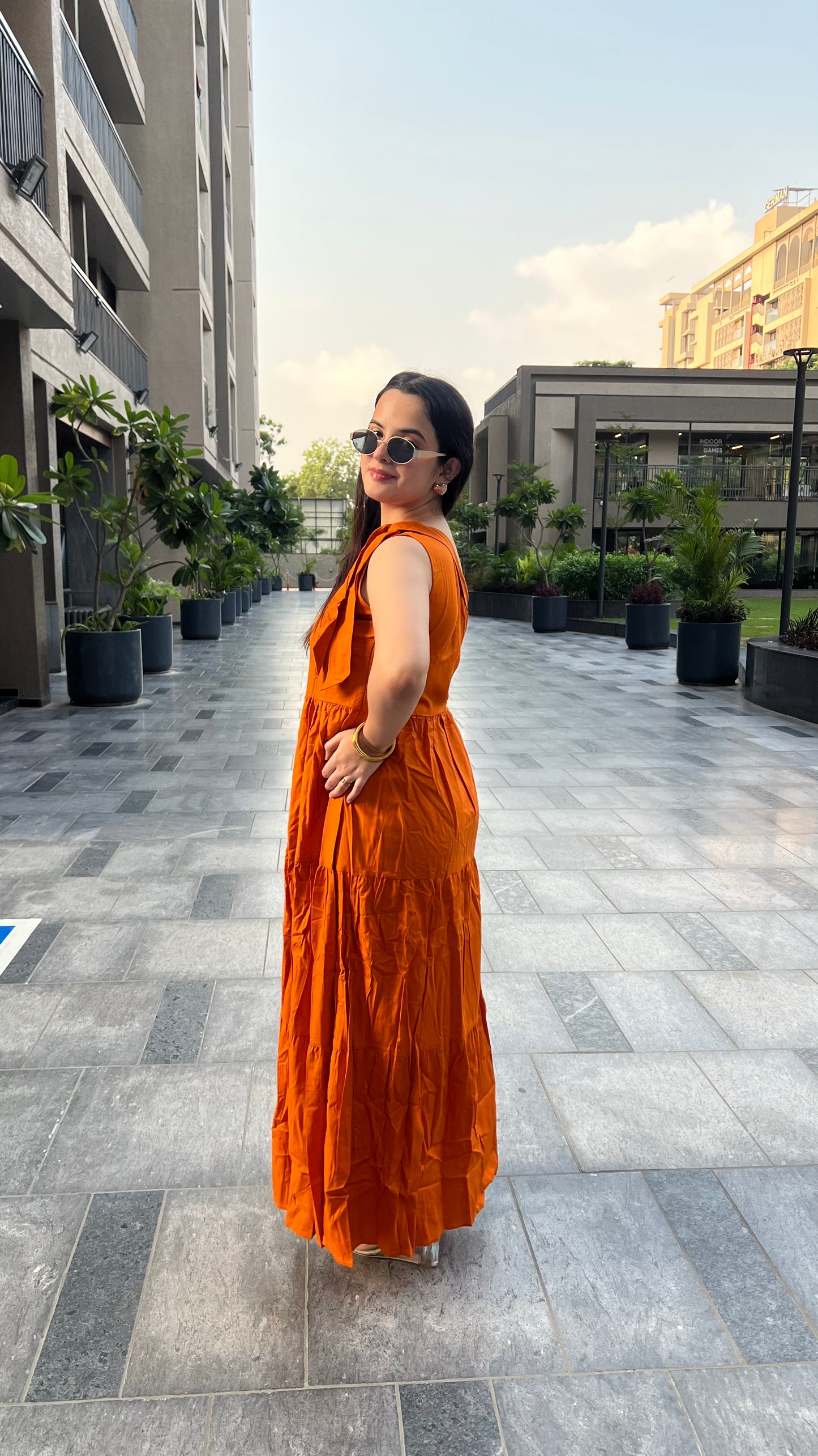 Orange Candy One Shoulder Maxi Dress