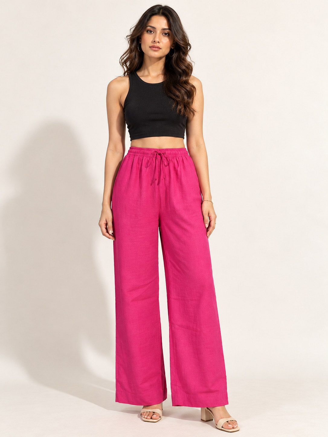 Pink Cotton Linen Flex Pant