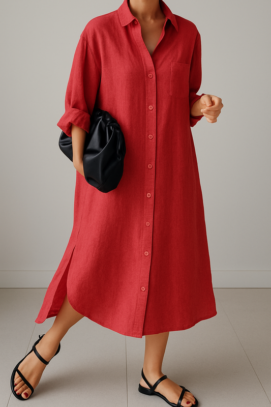 Red Shirt linen Dress