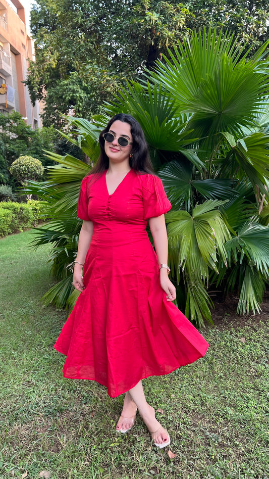 Mulmul Red Button Maxi Dress