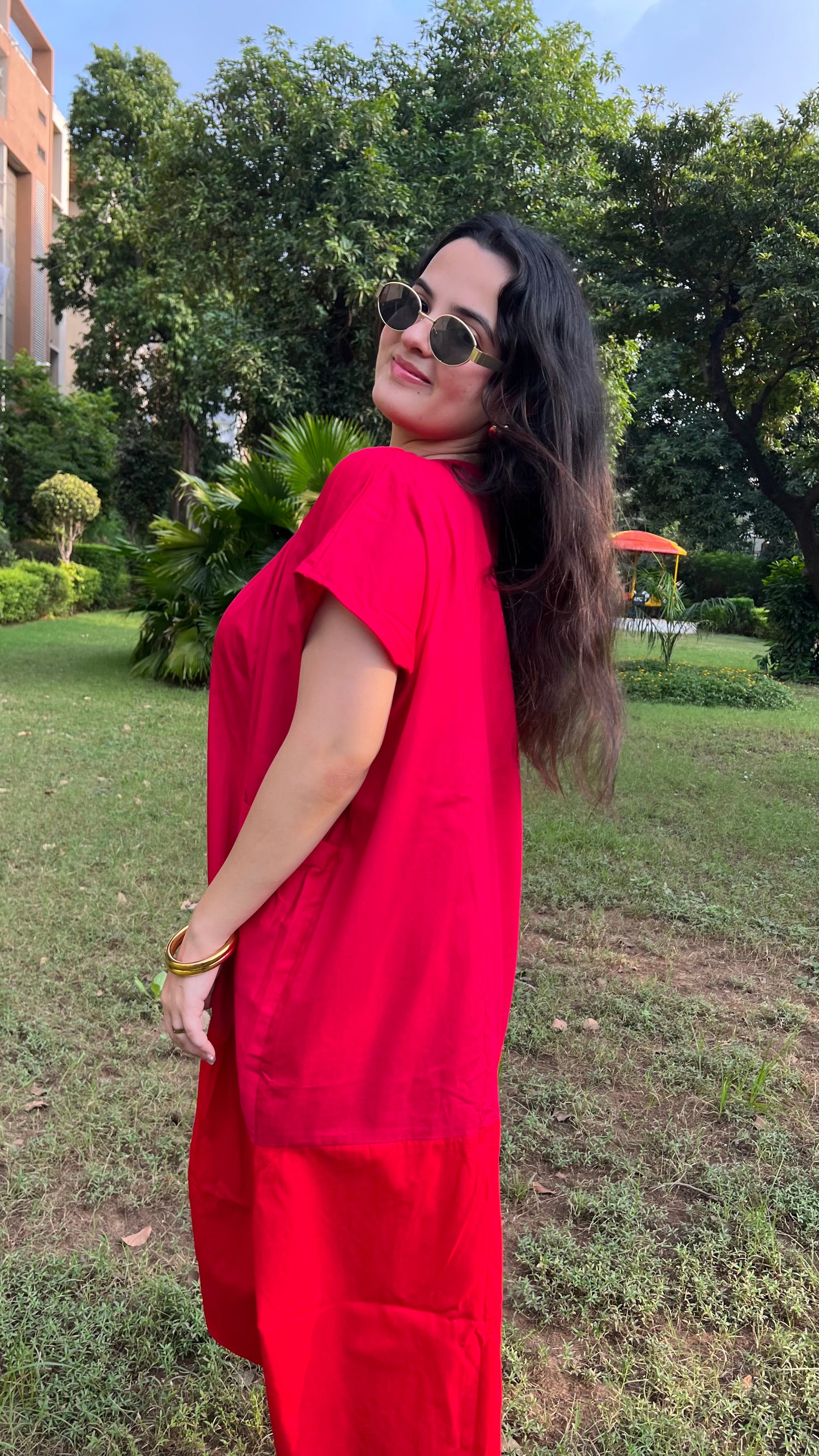 Rosy Pink & Orange Dual Color Dress