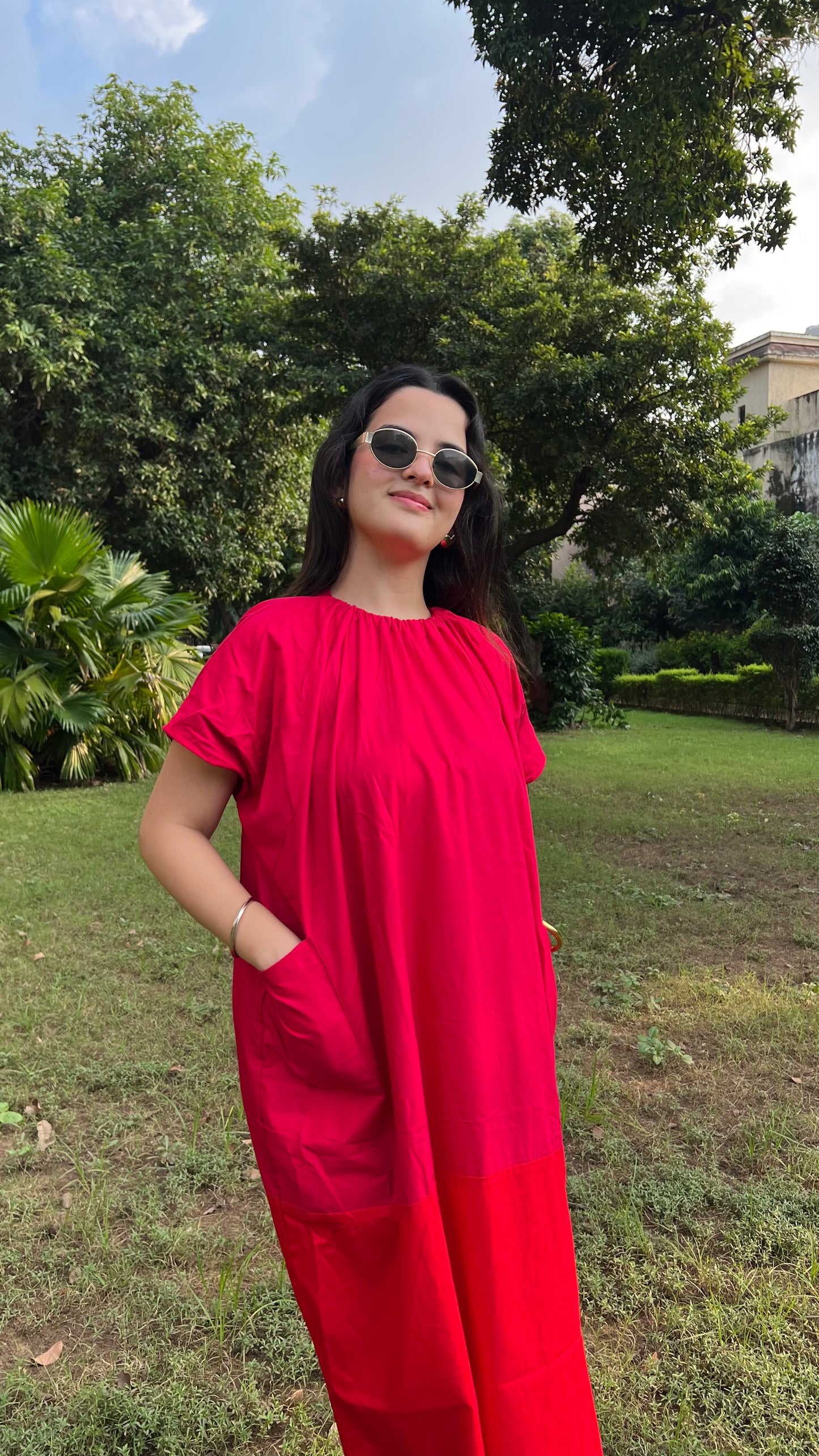 Rosy Pink & Orange Dual Color Dress