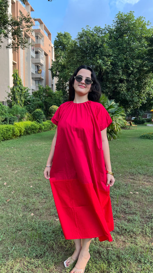 Rosy Pink & Orange Dual Color Dress